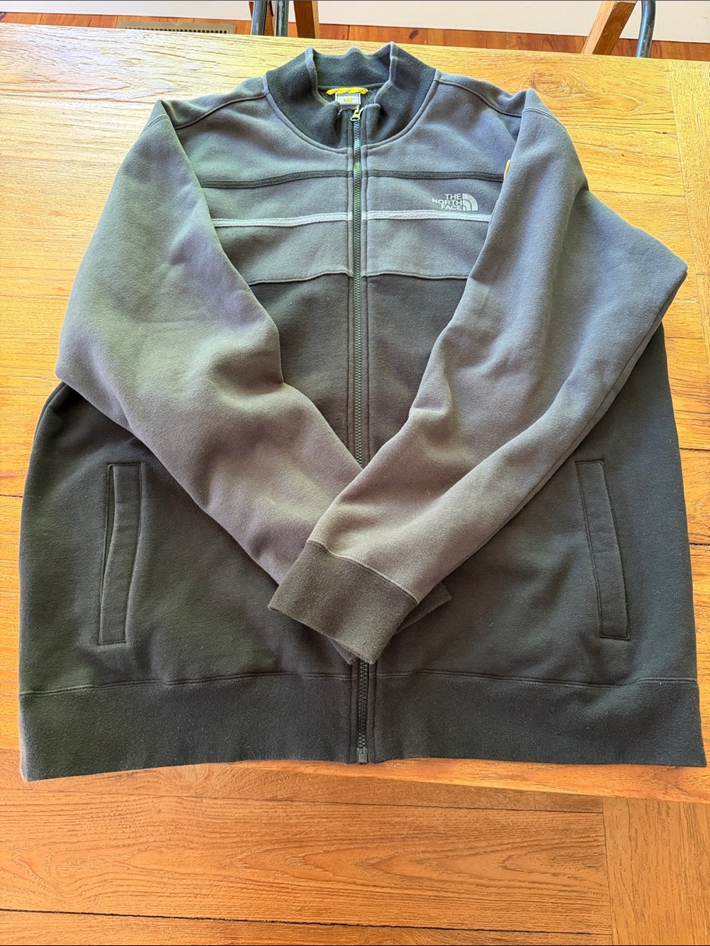 The North Face Gray Fleece Jacket with Yellow Accent